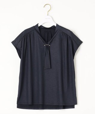 ANY SIS 【洗える】ポリベアボウタイ ブラウス ネイビー