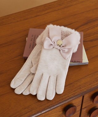 Maison de FLEUR ビッグリボンファーグローブ Light Pink