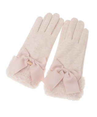 Maison de FLEUR ビッグリボンファーグローブ Light Pink