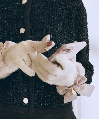 Maison de FLEUR ビッグリボンファーグローブ Light Pink