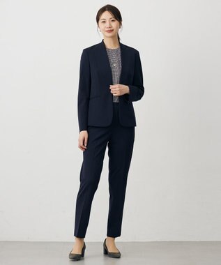 J.PRESS LADIES T/Rアルガンシルク テーパード パンツ ネイビー系