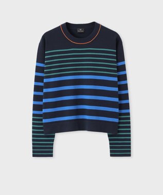 Paul Smith 【洗える】コントラスト ボーダー ニット ネイビー
