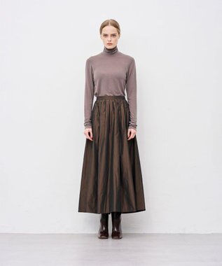 uncrave メモリータフタ フレアスカート ブラウン