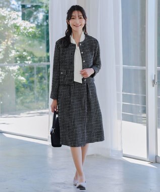 Tiaclasse 【洗える】ツイードノーカラージャレロ ブラック