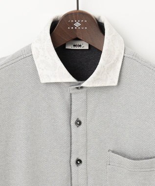 JOSEPH ABBOUD 【人気！多機能ポロシャツ】ペイズリー柄　ウィンターダディポロシャツ ライトグレー系