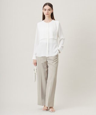 ICB L 【CLASSY.1月号掲載・2WAY・洗える】 クリアサテン ワイドストレートパンツ ベージュ系