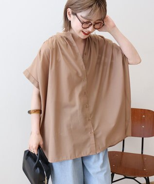 AMERICAN HOLIC 【予約】【WEB限定】イージーケア+接触冷感 フレンチスリーブギャザーシャツ