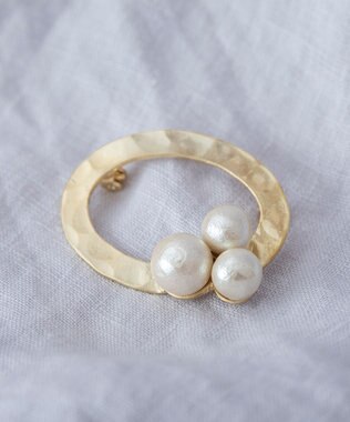 Pisceans ツチメリング&コットンパール ブローチ マットゴールド