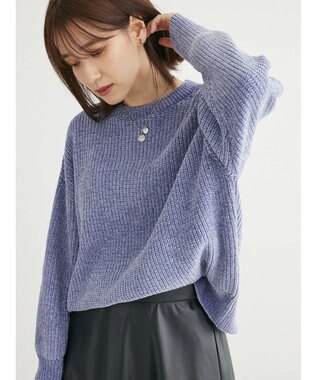 Green Parks ベロアモールニットプルオーバー Sax