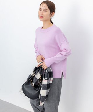 組曲 L コットンカシミヤMIX クルーネックニット ピンク系