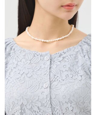 earth music&ecology フラワーレースブラウス Light Gray