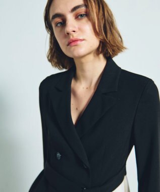 GRACE CONTINENTAL ウールタッチバイカラードレス ブラック