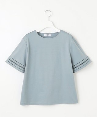 J.PRESS LADIES S 【接触冷感・UVケア】コンパクトコットンスムース 刺繍スリーブ カットソー スモーキーグリーン系