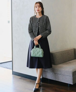 Tiaclasse 【洗える】ツイードノーカラージャレロ ブラック