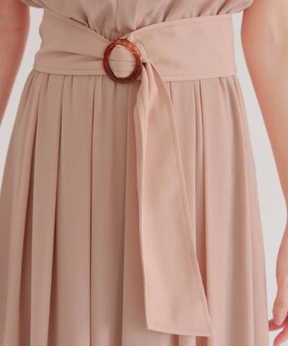 Tiaclasse 【洗える】花びらスリーブベルト付きワンピース ピンク