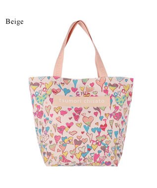 tsumori chisato CARRY コットンハート プリント ハンドバッグ トートバッグ Mサイズ ベージュ