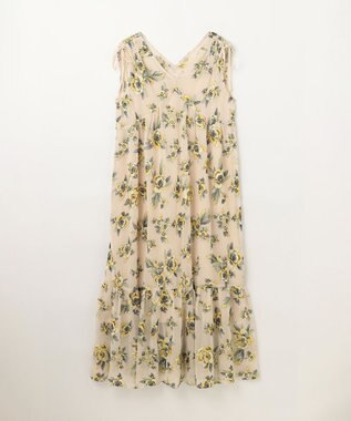 GRACE CONTINENTAL エスニックフラワー刺繍ワンピース ベージュ