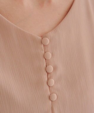 Tiaclasse 【洗える】花びらスリーブベルト付きワンピース ピンク