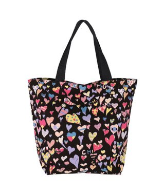 tsumori chisato CARRY コットンハート プリント ハンドバッグ トートバッグ Mサイズ ブラック