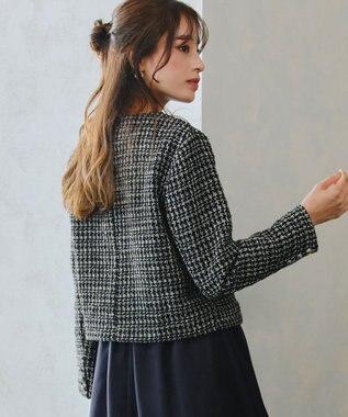 Tiaclasse 【洗える】ツイードノーカラージャレロ ブラック