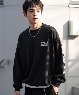 WEGO 【2点SET】アクセ付き裏シャギーグラフィックプルオーバー ブラック