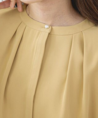 Tiaclasse 【洗える】とろみシャツチュニックブラウス ライム