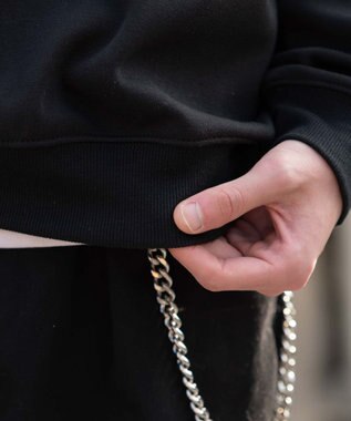 WEGO 【2点SET】アクセ付き裏シャギーグラフィックプルオーバー ブラック