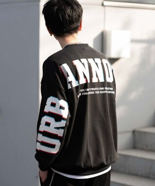 WEGO 【2点SET】アクセ付き裏シャギーグラフィックプルオーバー ブラック