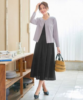 Tiaclasse 【選べる丈】麻調タックフレアスカート ミモレ丈ブラック