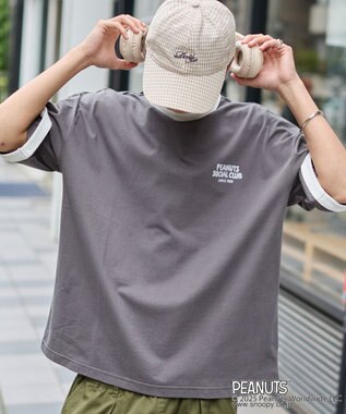 WEGO 【ユニセックス着用ITEM/MLサイズ展開】別注PEANUTSプリントT（SS） ブラック中濃色