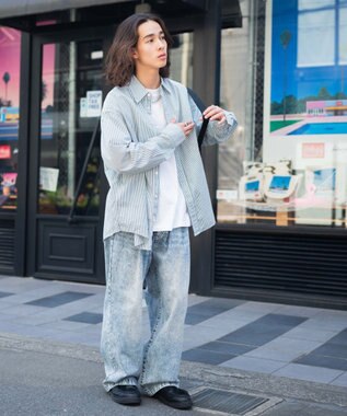 WEGO スケーターズ　タックワイドデニムパンツ デニム淡加工色