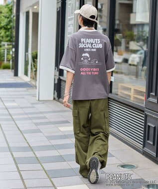 WEGO 【ユニセックス着用ITEM/MLサイズ展開】別注PEANUTSプリントT（SS） ブラック中濃色