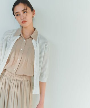 組曲 S ギャザーライトデシン ブラウス ベージュ系