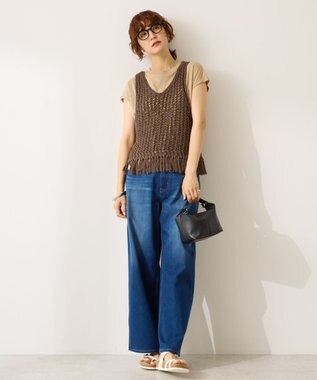 AMERICAN HOLIC 【前後2WAY】フリンジショートベスト Charcoal Gray