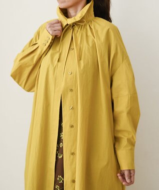 muuc 〈多彩な着方が叶う〉〈衿立て＆衿折り〉〈遠州織物の工場で織られた上質なコットン生地〉リボン紐付き多様衿 シャツワンピース イエロー