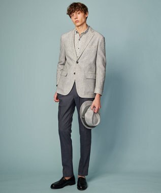 JOSEPH ABBOUD 【ウエストも伸びる！/ストレッチ】ミックスリネンシャンブレーパンツ グレー系