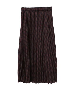 earth music&ecology すきな丈Ｔ／Ｒプリーツスカート Check Bordeaux