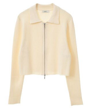 earth music&ecology Wジップリブカーディガン アイボリー