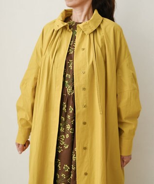 muuc 〈多彩な着方が叶う〉〈衿立て＆衿折り〉〈遠州織物の工場で織られた上質なコットン生地〉リボン紐付き多様衿 シャツワンピース イエロー