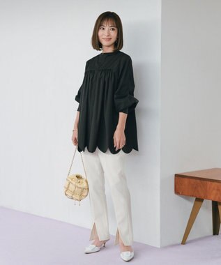 #Newans 【ANSWER for 神戸エレガンス】ウエスト調整可能　センタースリットパンツ エクリュ系