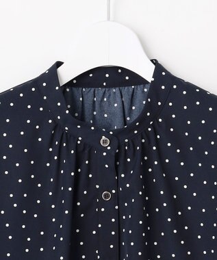 ANY SIS ラッフルレイヤード ブラウス ネイビードット