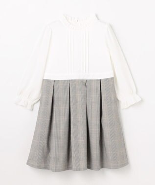 組曲 KIDS  【110-140㎝】 チェックワンピース＆ドビージャケットセット ピンク