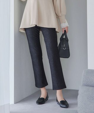 Tiaclasse 【日本製】メランジプリント裏起毛スリムパンツ