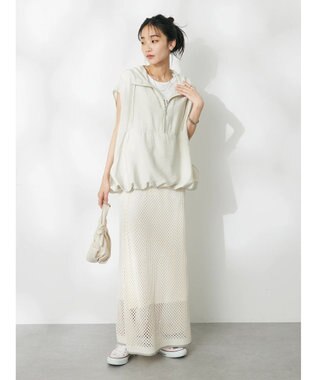 CRAFT STANDARD BOUTIQUE 配色メッシュニットスカート Ivory