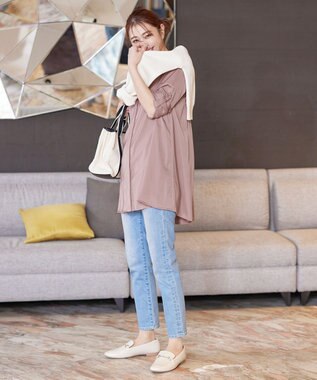 Tiaclasse L 【洗える】ヴィンテージサテンチュニックブラウス ピンク