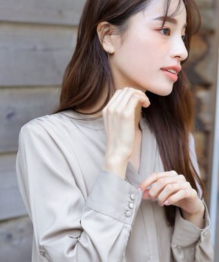 Tiaclasse 【洗える】ヴィンテージサテンチュニックブラウス グレージュ