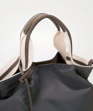 TOPKAPI 【TREASURE TOPKAPI】ストライプハンドル ナイロン 2way トートバッグ A4対応 ダークグレー