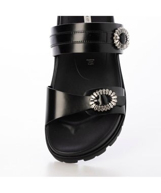 MODE ET JACOMO <MODE ET JACOMO>ビジューベルトフットベッドサンダル ブラック