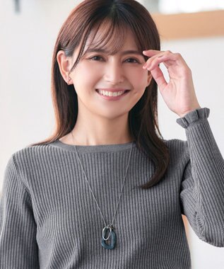Tiaclasse 【安田美沙子さん着用・選べる2type・洗える】 フリルニットトップス クルーネック：チャコール