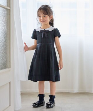 ANY KIDS 【2点セット】ノーカラー ボレロジャケット+襟付き ワンピース ブラックウォッチ